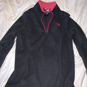 Black and Pink Northface Quarter-Zip Fleece